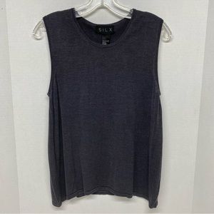 SILX Sleeveless Top Size XL Charcoal Gray 100% Silk Great to Layer Scoop Neck